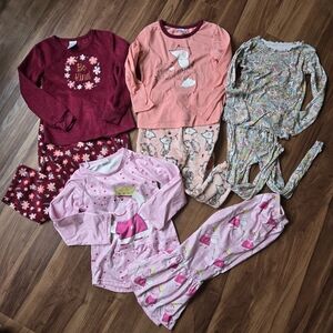 Set of 4 pair long sleeve pajama pants 4T toddler girl Peppa Pig Fleece GUC